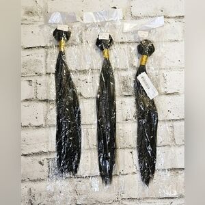 Naked Silk Bone Straight Synthetic Hair Weave 3 Bundle Set Color 2